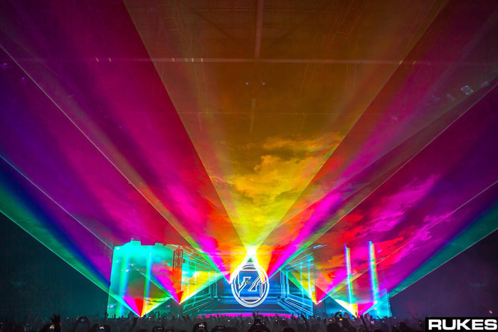 Rainbow lasers shine over crowd at Zedd Concert