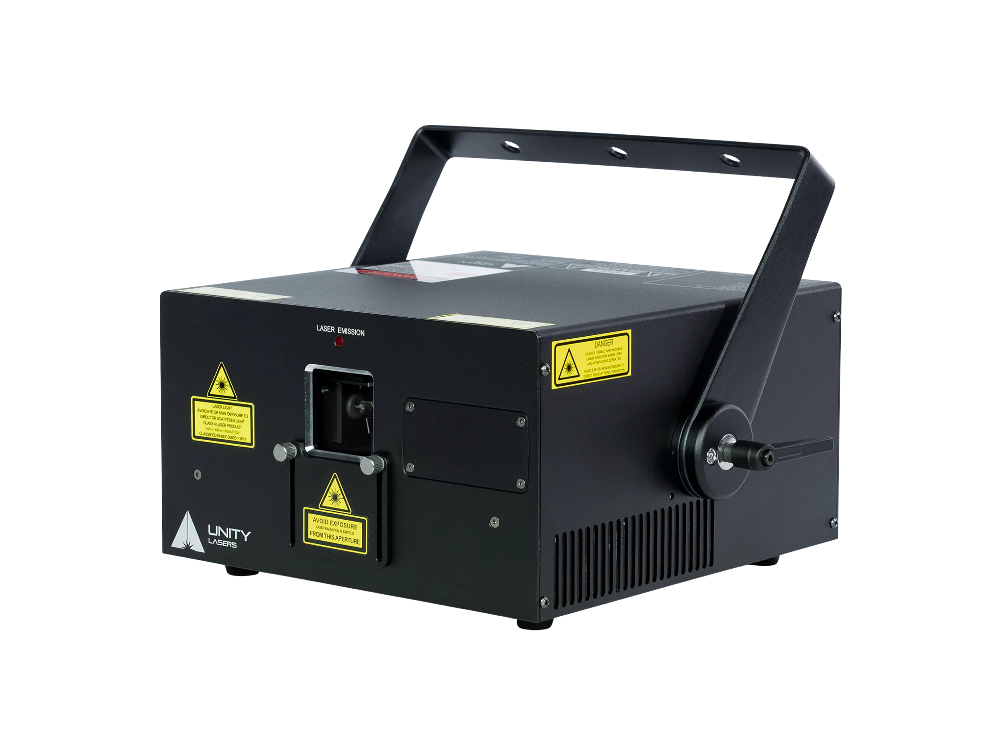 RAW 5 FB4 laser light projector by Unity showcasing the robust design and built-in FB4 hardware.